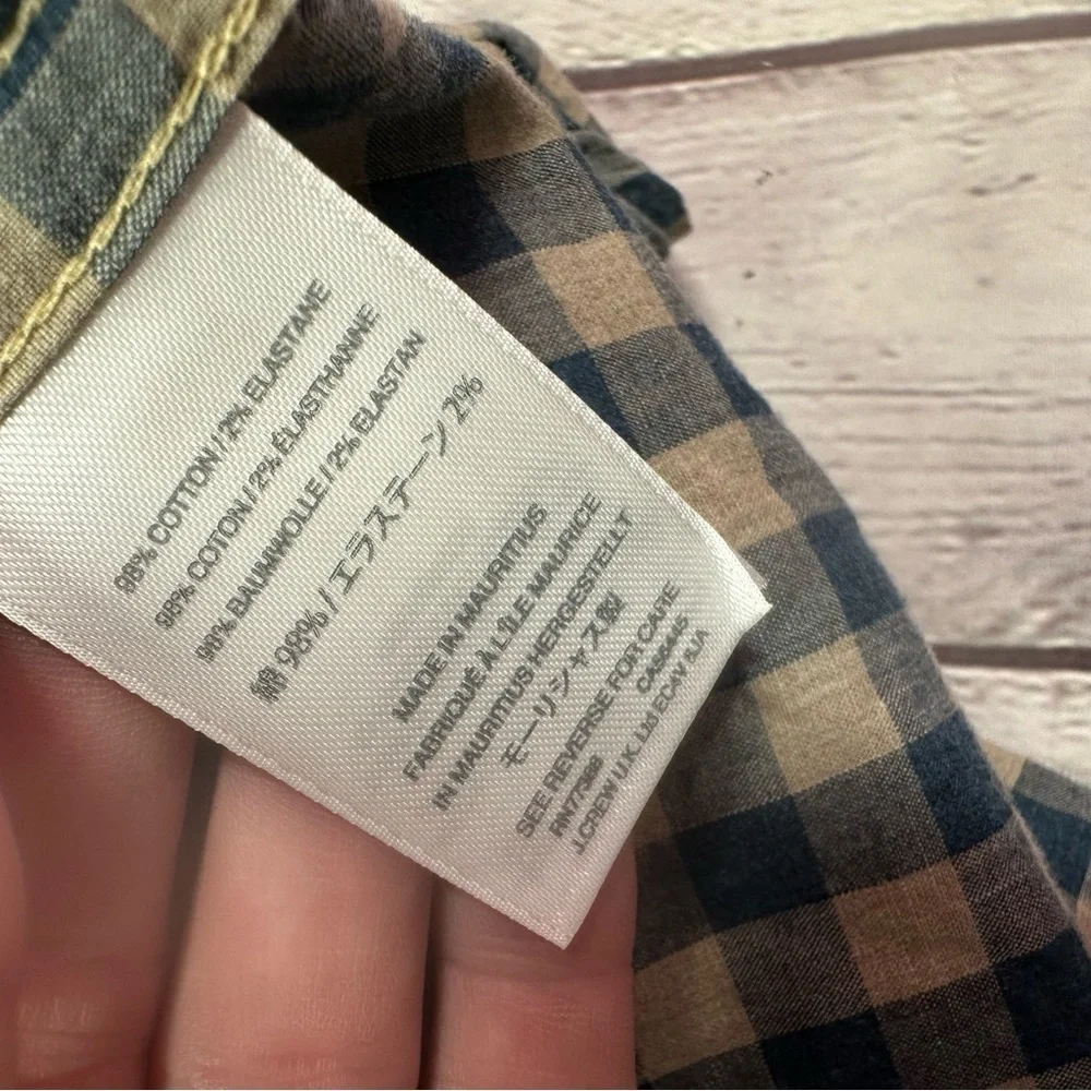 sewn for J. Crew Blue tan Checkered classic secret wash Shirt sz XXL H4710
